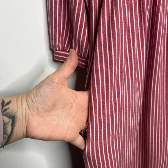 MEROKEETY Striped High Waist T Shirt Midi Dress with Pockets Size Large/X-Large - Picture 2 of 9